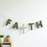 Soft Wool Felt Cross Garland | Nursery Decor, Baby Room Hanging, Baptism & Celebration Decor