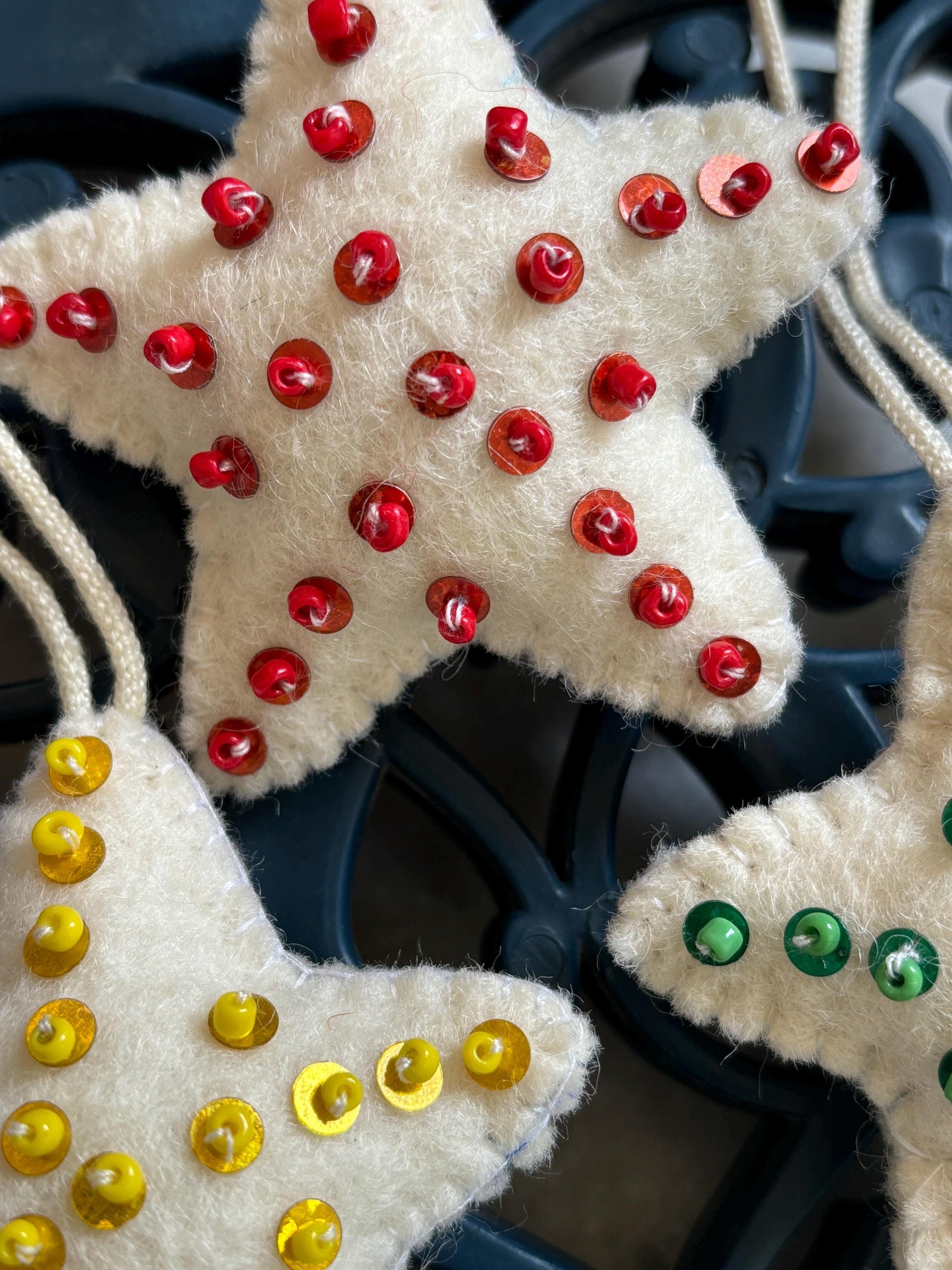 Merino Wool Felt Star Ornament: Hand-stitched Christmas Decor