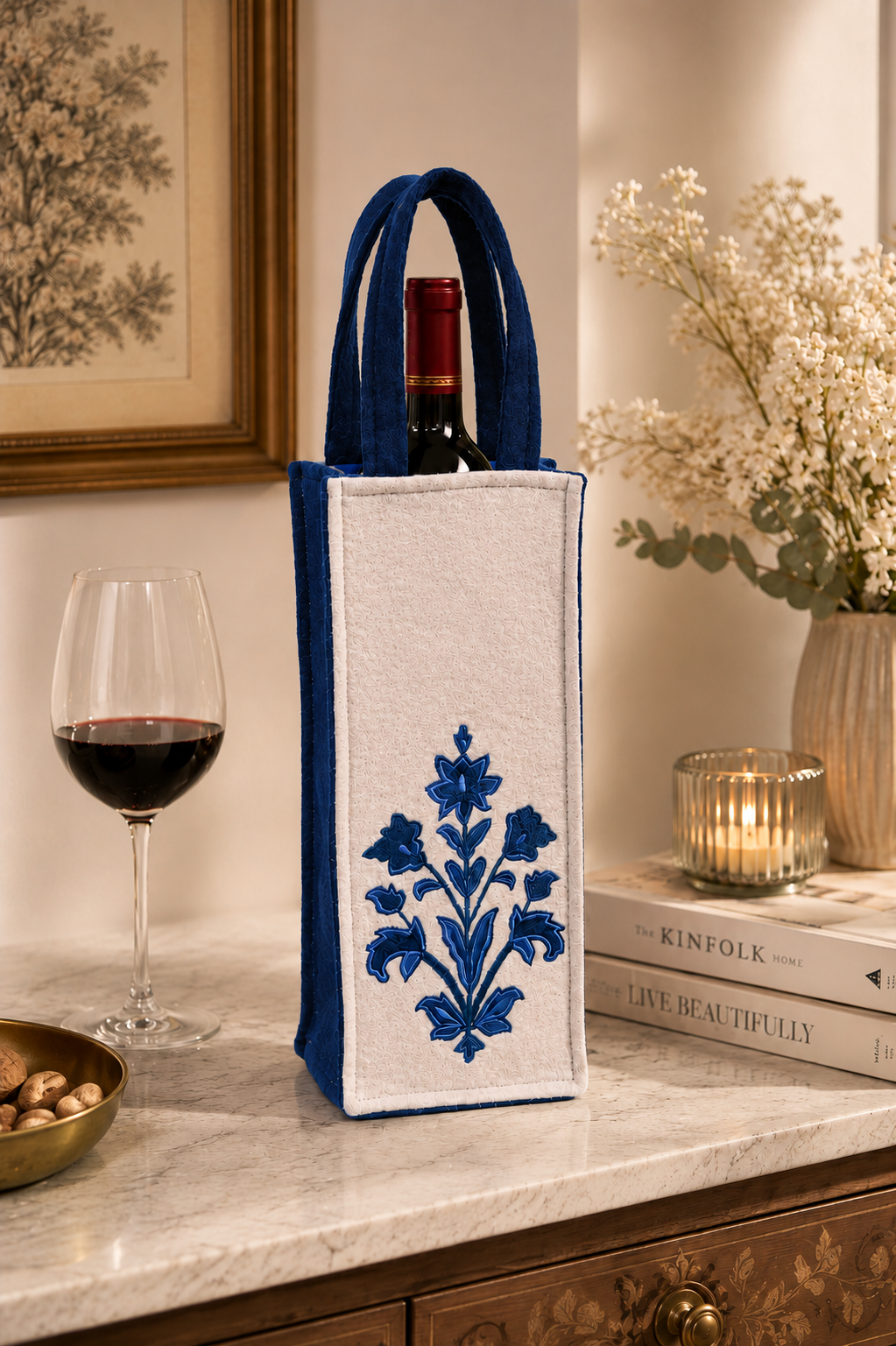 Personalized Wool Felt Wine Gift Bag | Custom Embroidered Wine Bottle Bag | Handmade Reusable Wine Tote | Custom Gift Bag for 750ml Bottles