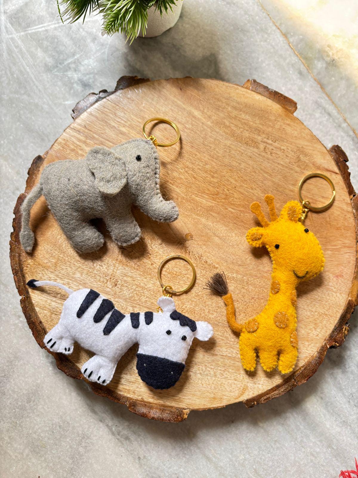 Safari Animal Felt Keychain – Handmade Plush Bag Charm