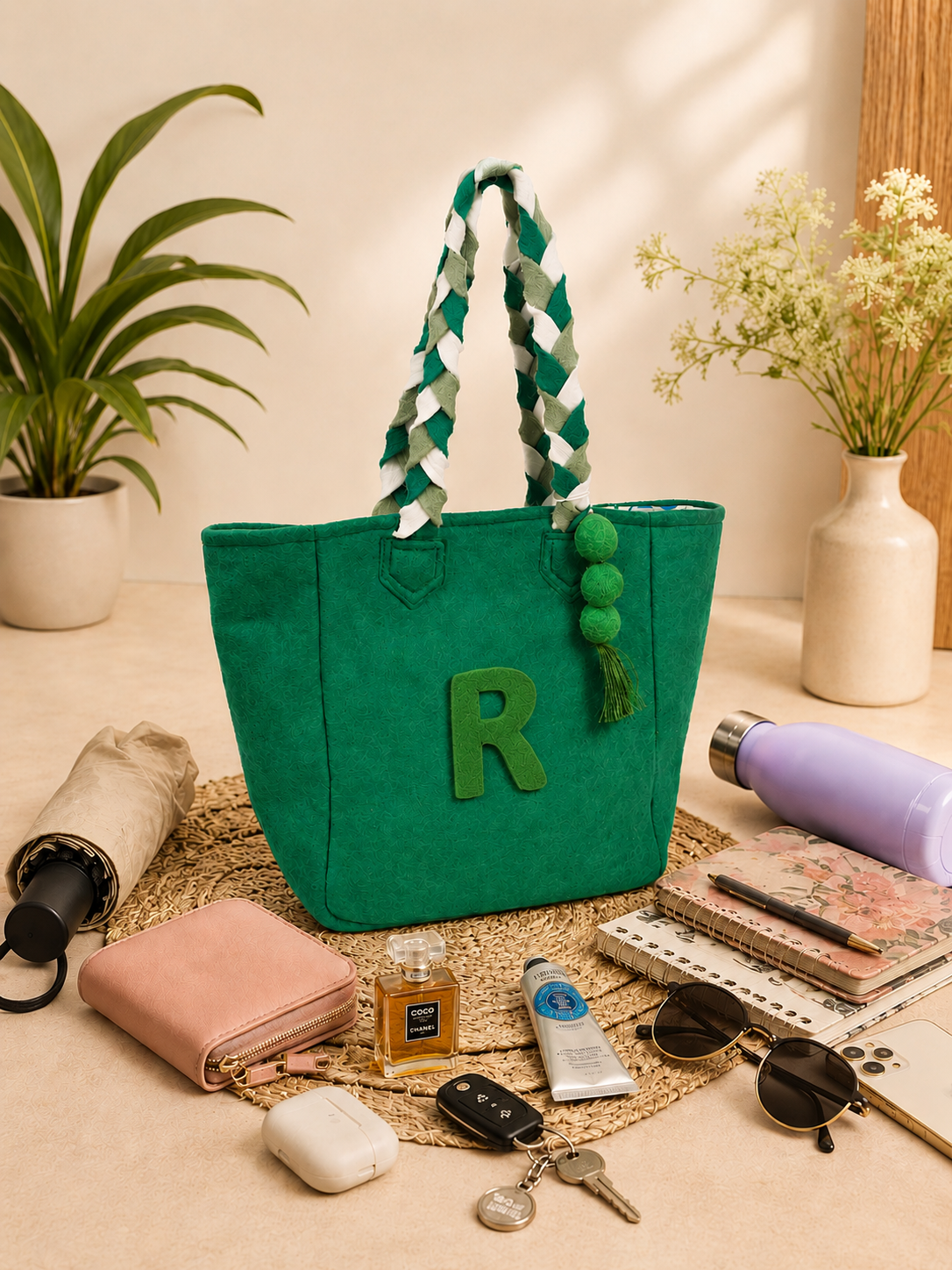 Personalized Wool Felt Tote Bag – Custom Name Tote Bag, Handmade Felt Handbag, Bridesmaid Gift, Teacher Gift, Everyday Carry Bag