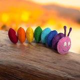 Handmade Wool Felt Caterpillar Toy: Rainbow Color Toddler Plushie