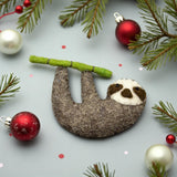 Felt Sloth Ornament, Christmas Tree Hanging, Cute Animal Ornament, Handmade Sloth, Car Charm, Stocking Stuffer, Family Gift, Holiday Decor