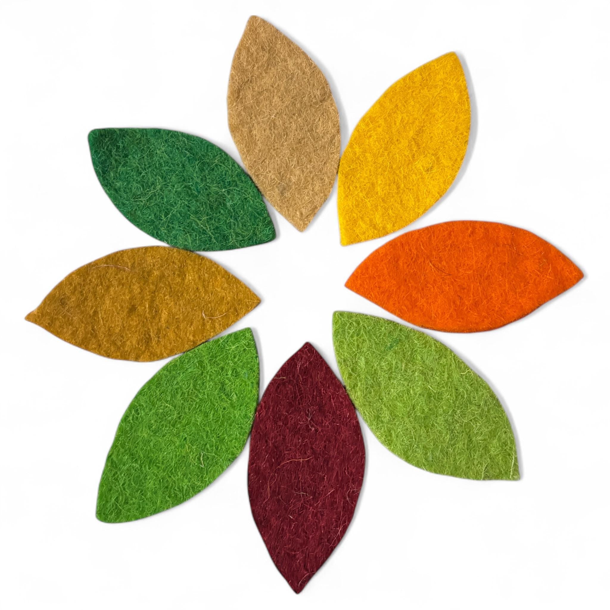 Felt Leaves: Multi-Color Wool Die Cuts, DIY Craft Supplies