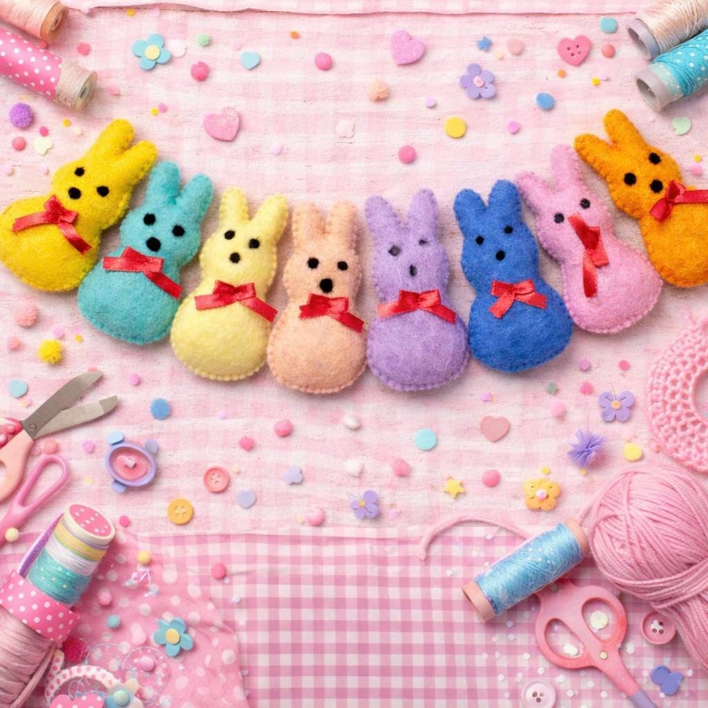 Wool Felt Bunny Garland – Handmade Easter Spring Nursery Decor
