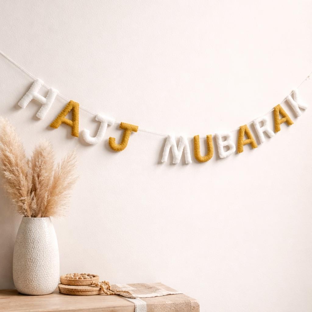 Hajj Mubarak Garland, Islamic Home Decor, Felt Hajj Banner, Muslim Wall Hanging, Eid Decor, Ramadan Decor, Umrah Mubarak Decoration