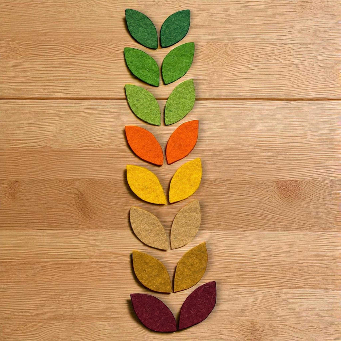 Felt Leaves: Multi-Color Wool Die Cuts, DIY Craft Supplies