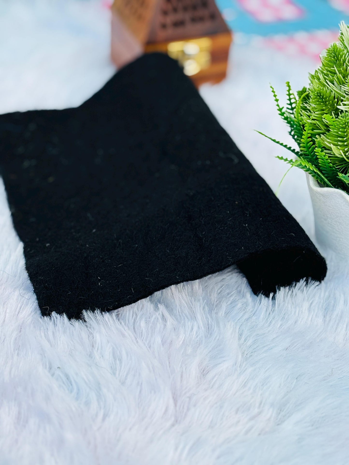 Black Merino Wool Felt Sheet: Handmade 3mm Craft Fabric