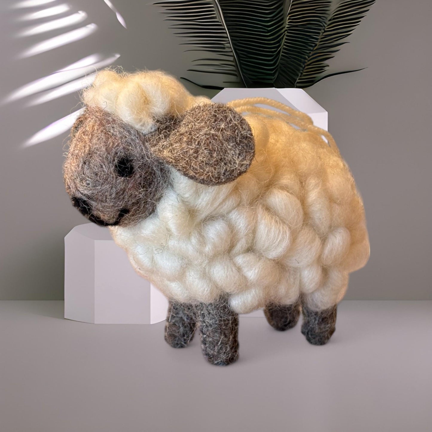 Wool Felt Sheep Wall Hanging Handmade Nursery Farmhouse Decor