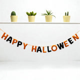 Halloween Garland, Trick or Treat Banner, Spooky Mantel Decor, Pumpkin Ghost Felt Garland