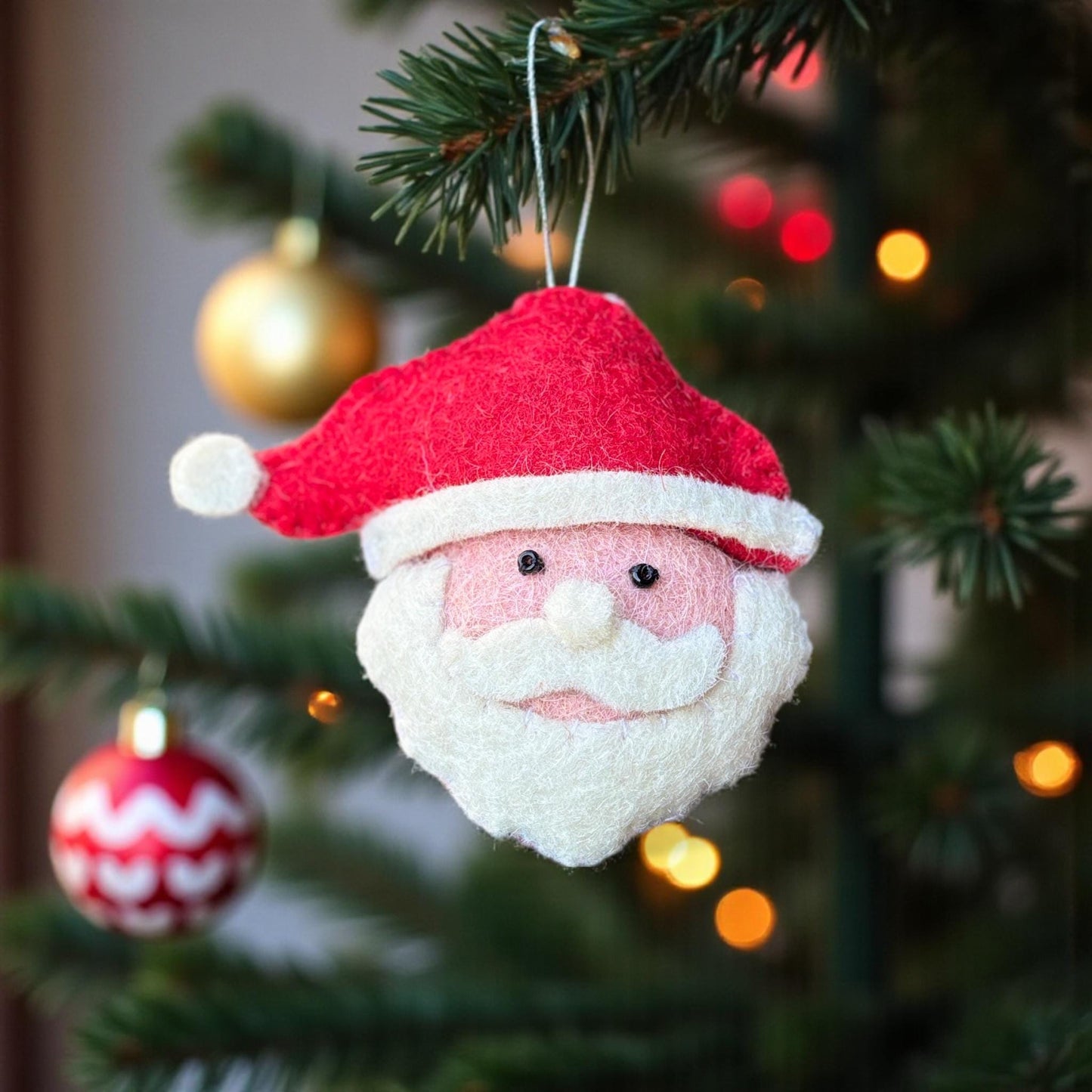 Handmade Felt Santa Ornament – Sheep Wool Christmas Decoration