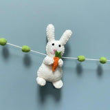Wool Felt Easter Rabbit With Carrots Garland – Easter Decoration, Easter Bunting, Spring Wall Hanging, Easter Gift