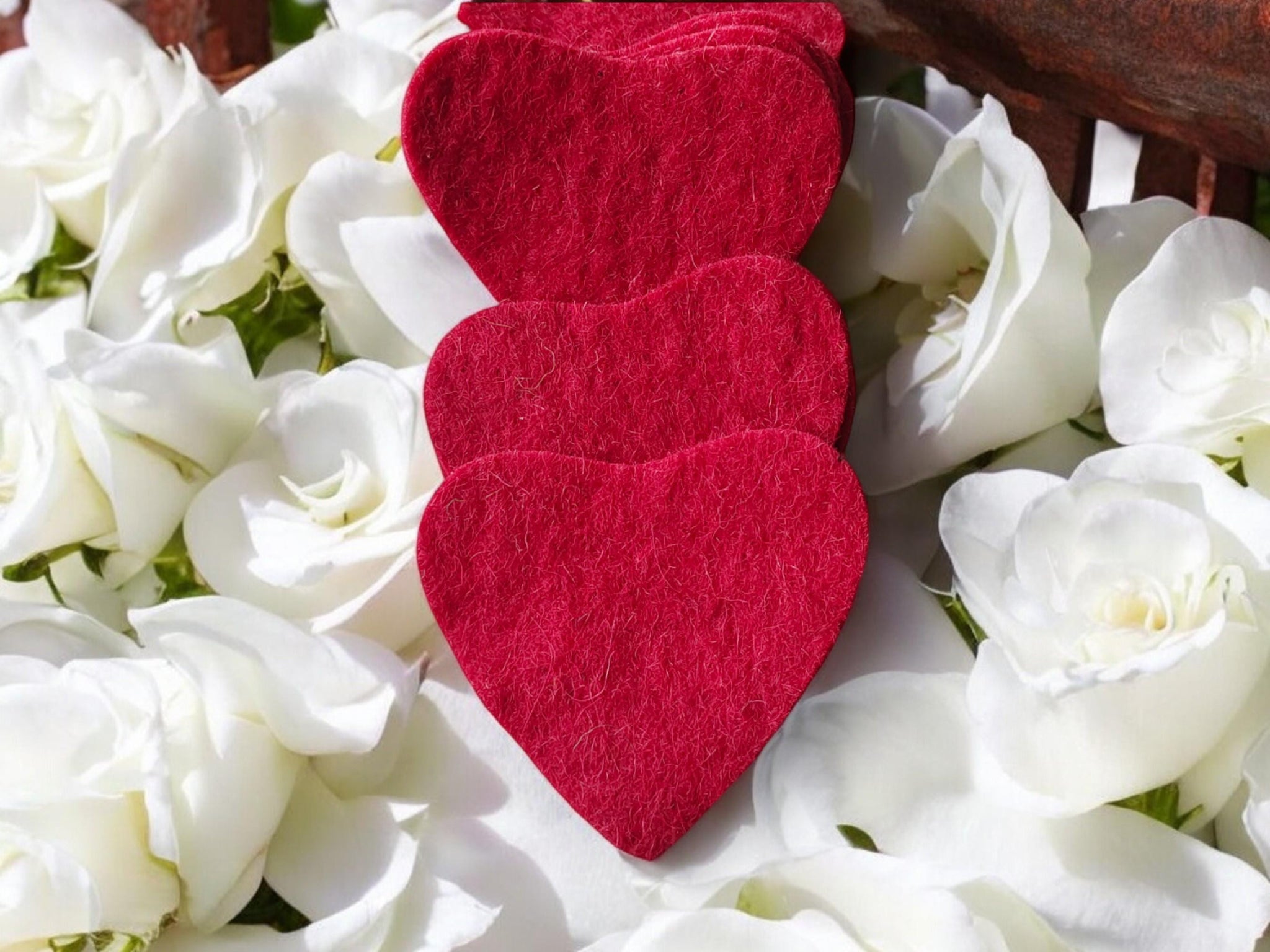 Soft Wool Felt Heart Shapes for Crafting Garlands, Cushions, and Ornaments