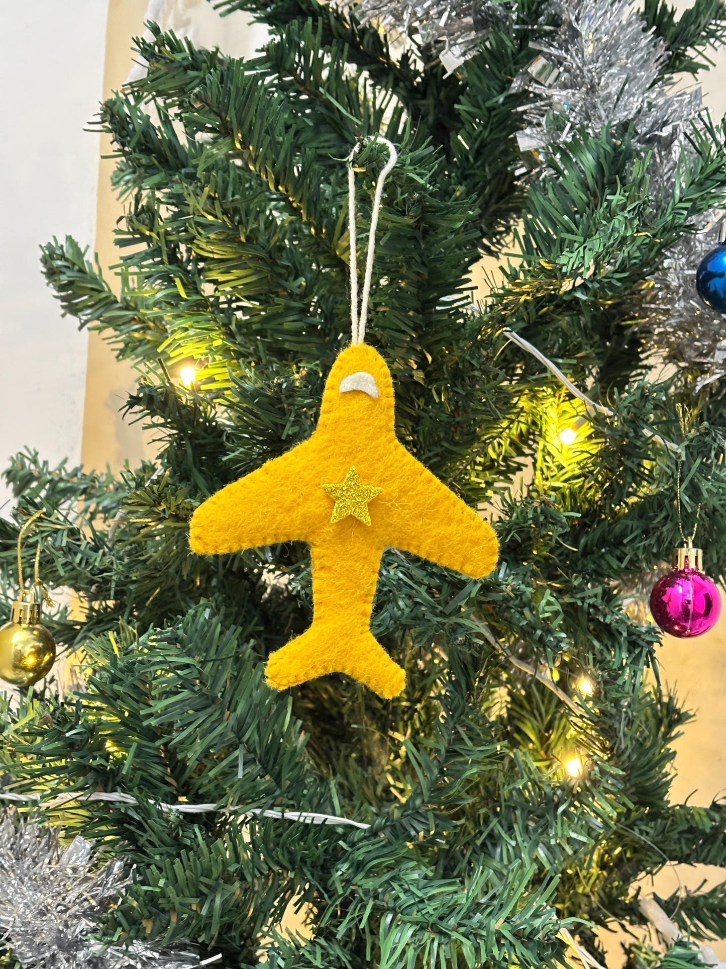 Handmade Felt Plane Christmas Ornaments: Kids Decor (Pack of 3)