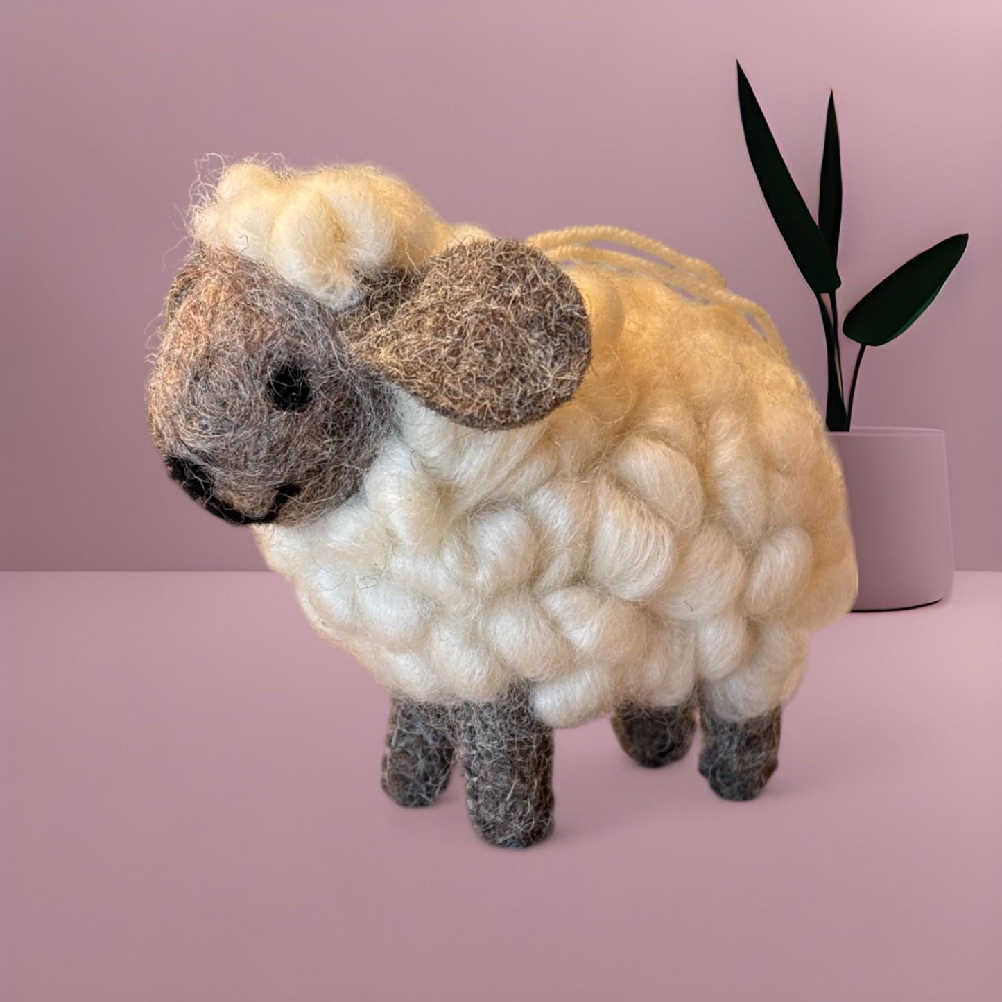 Wool Felt Sheep Wall Hanging Handmade Nursery Farmhouse Decor