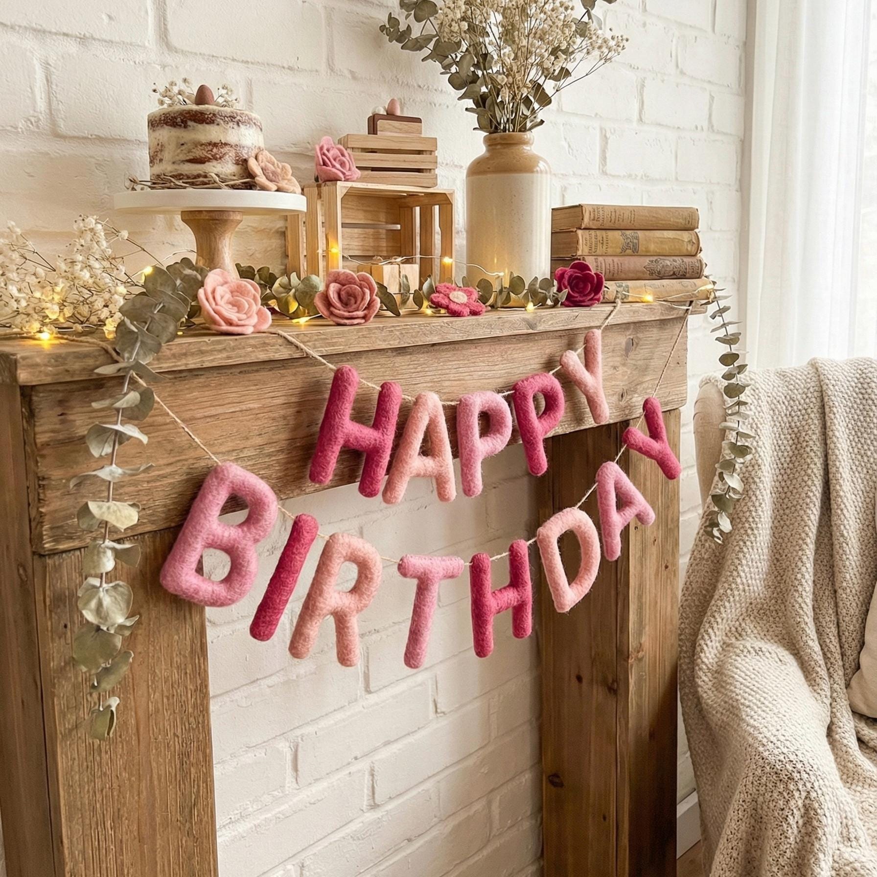 Happy Birthday Banner Garland : Handmade Felt  Kids & Nursery Decor