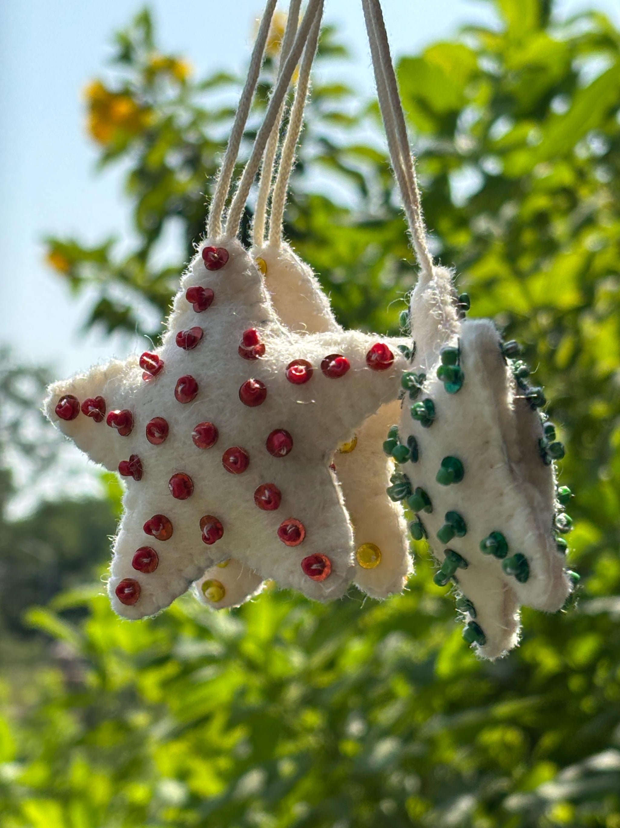 Merino Wool Felt Star Ornament: Hand-stitched Christmas Decor