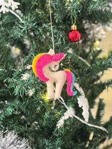 Felt Unicorn Christmas Ornament: Handmade Wool Tree Decoration
