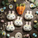 Handmade Wool Felt Easter Bunny Faces, Spring Decor, Set of 5