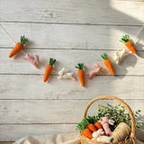Wool Felt Easter Rabbit & Carrot Garland – Easter Decoration, Easter Bunting, Spring Wall Hanging, Easter Gift