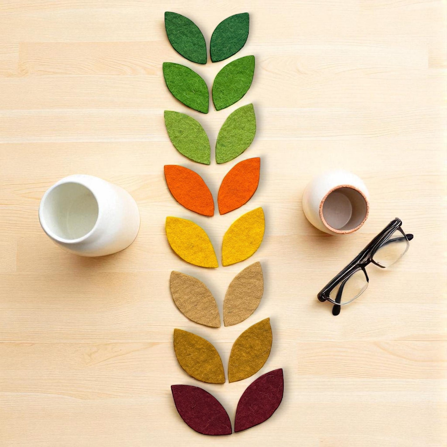 Felt Leaves: Multi-Color Wool Die Cuts, DIY Craft Supplies