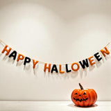 Halloween Garland, Trick or Treat Banner, Spooky Mantel Decor, Pumpkin Ghost Felt Garland