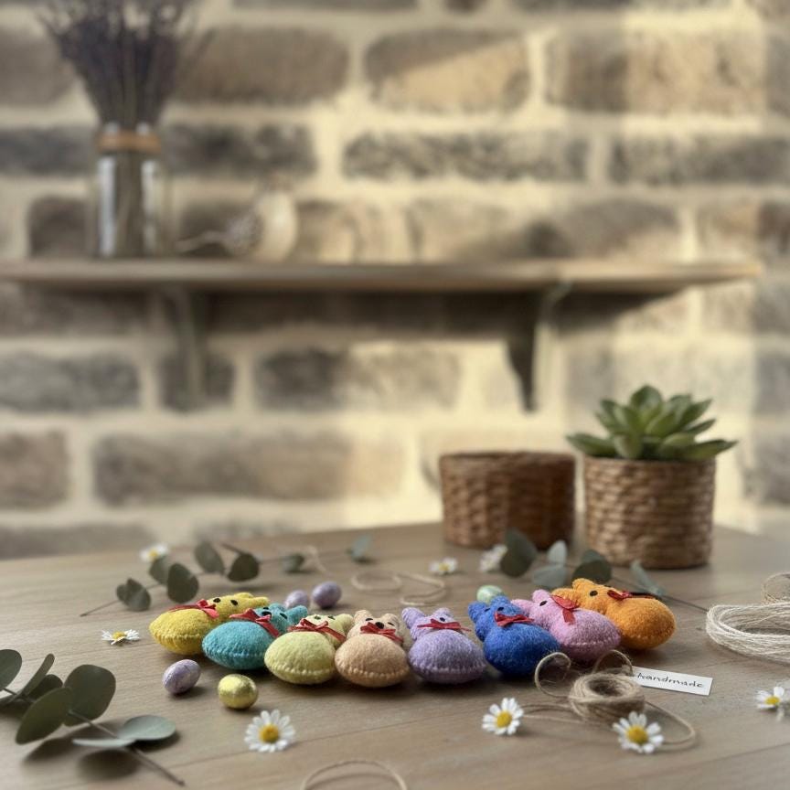 Wool Felt Bunny Garland – Handmade Easter Spring Nursery Decor