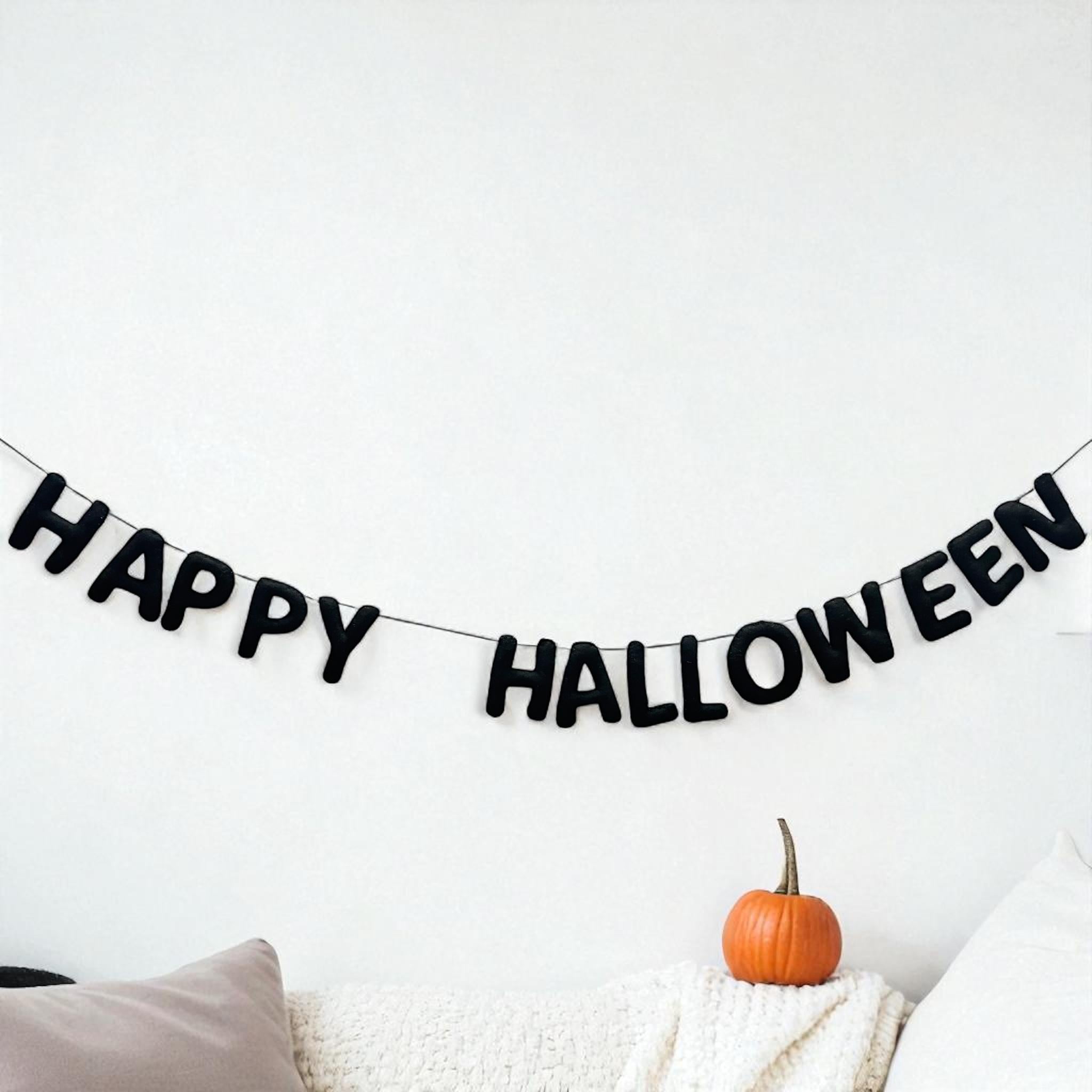 Happy Halloween Garland: Wool Felt Fall Mantel Decor, Helloween Decor Garland for Home & Party Decor and Gifts/ Customisation Available