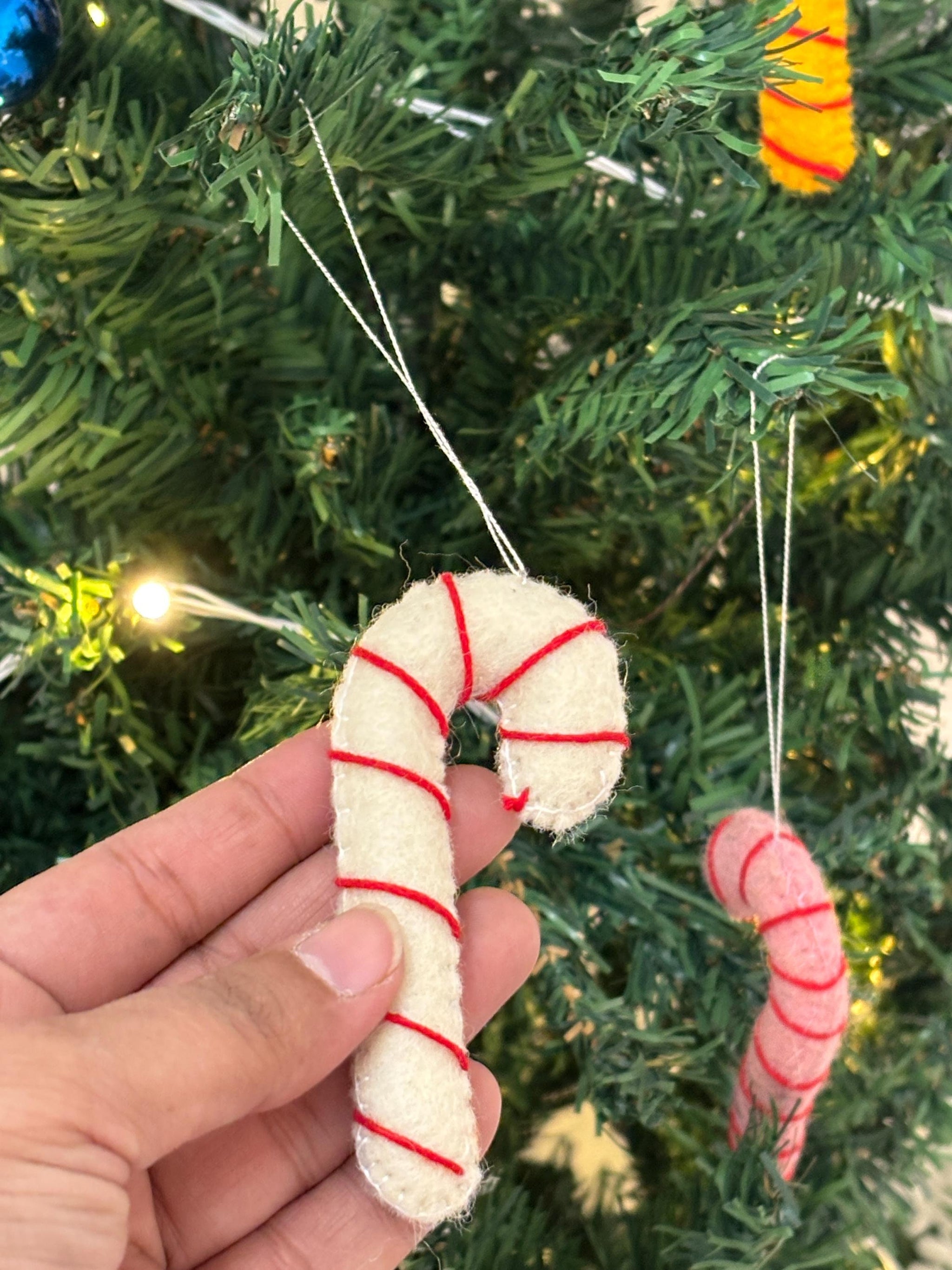 Christmas Candy Cane Hanging Ornaments, Felt Christmas Charm, Candy Charms, Christmas Gifts, Holiday Christmas Candy Decor, Xmas Candy Charm