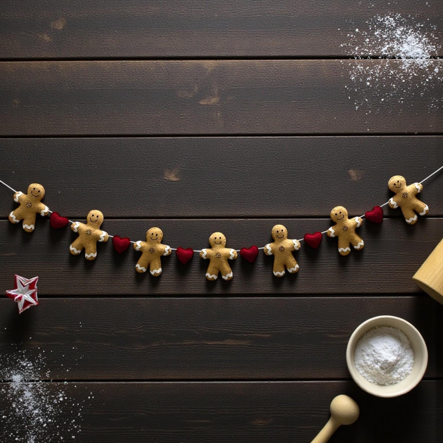 Rustic Farmhouse Gingerbread Men-Christmas Tiered Tray Bowl Fillers-Christmas Ornies Decor-Christmas Tree Tucks-Christmas Family Gifts