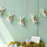 Wool Felt Easter Rabbit With Carrots Garland – Easter Decoration, Easter Bunting, Spring Wall Hanging, Easter Gift