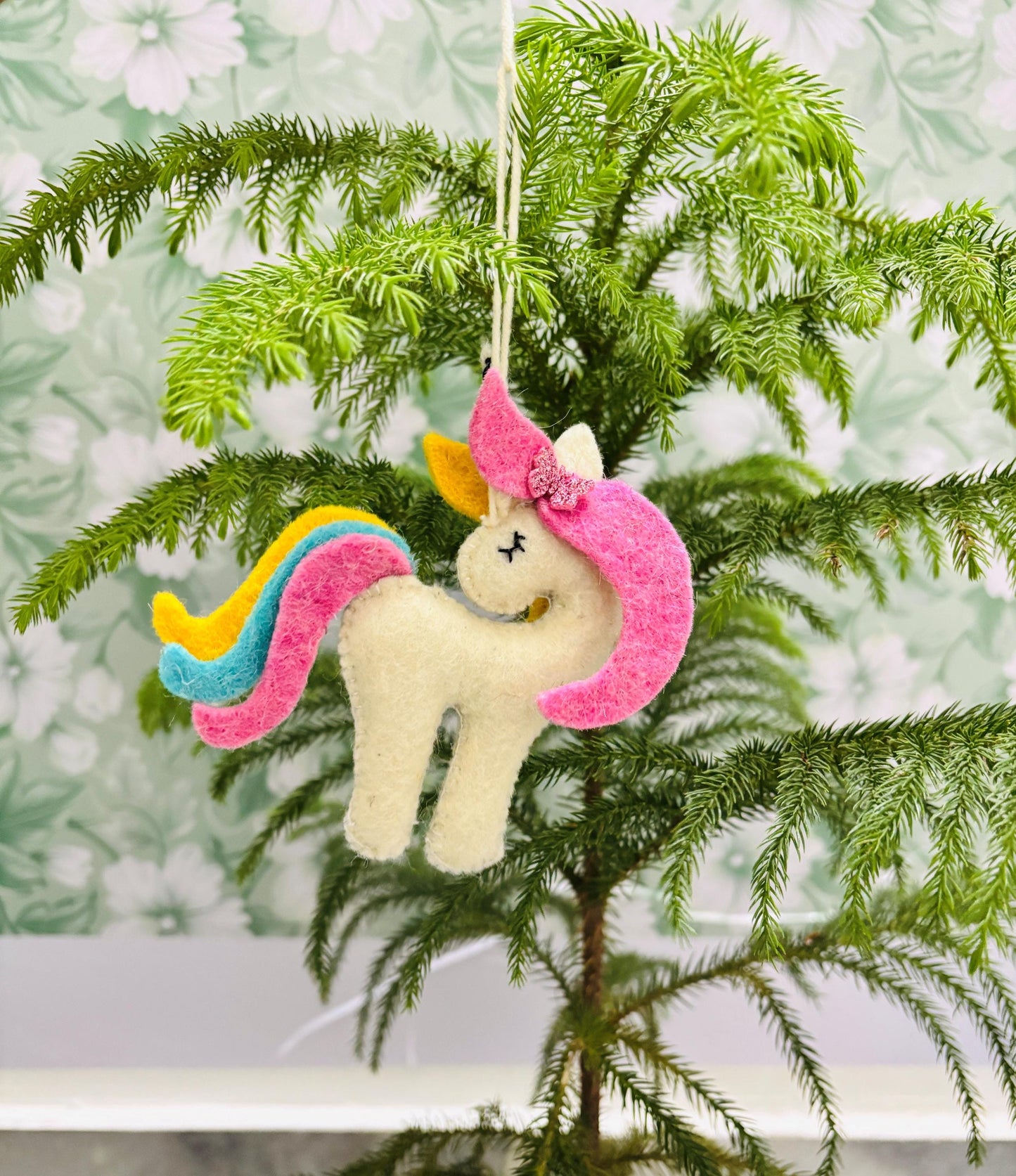 Felt Unicorn Christmas Ornament: Handmade Wool Tree Decoration