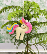 Felt Unicorn Christmas Ornament: Handmade Wool Tree Decoration