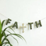 Soft Wool Felt Cross Garland | Nursery Decor, Baby Room Hanging, Baptism & Celebration Decor