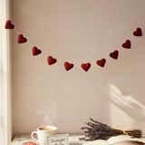 Handmade Wool Felt Hearts Garland Valentine’s Day Decor Wedding and Anniversary Decoration Bridal Shower & Engagement Decor