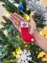 Handmade Felt Christmas Stocking Ornament: Red Holiday Decor