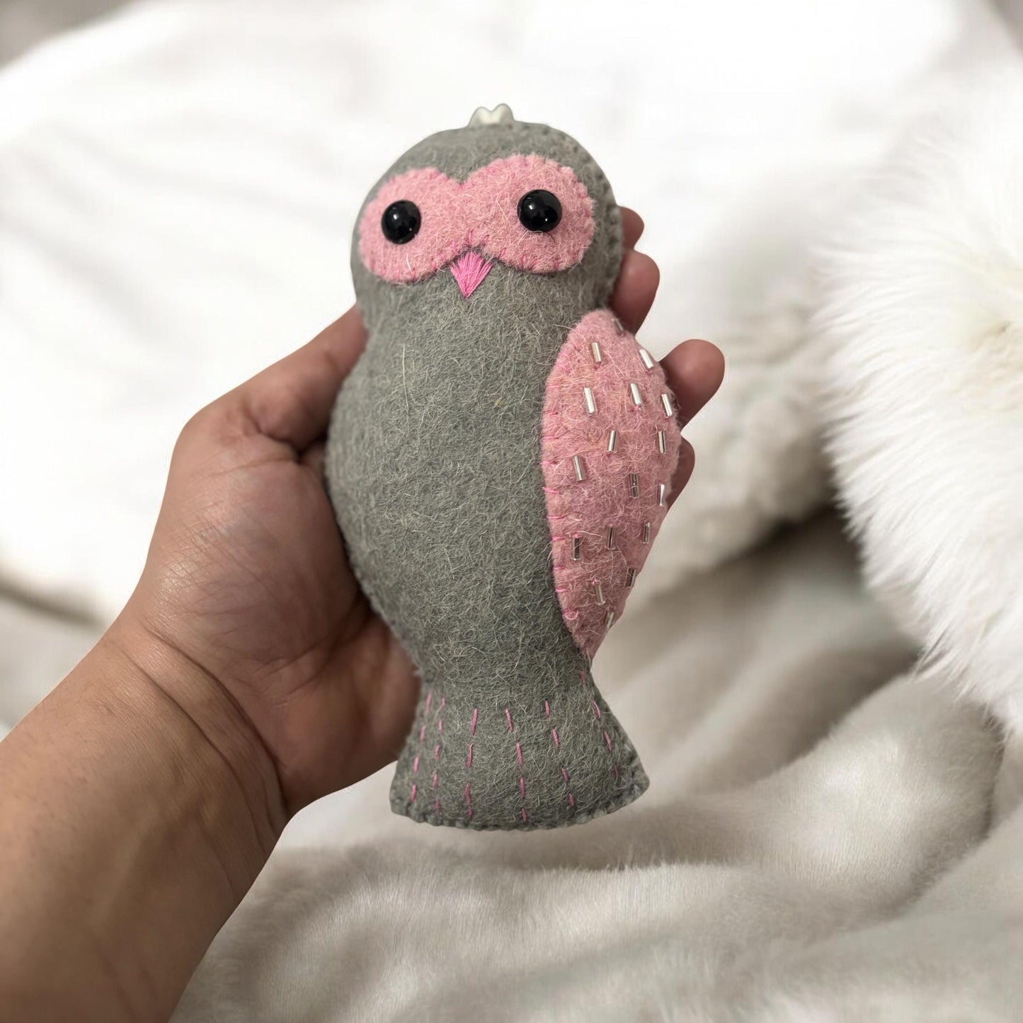 Wool Felt Owl Tree Ornament | Baby’s First Christmas Decoration | Woodland Animal Gift