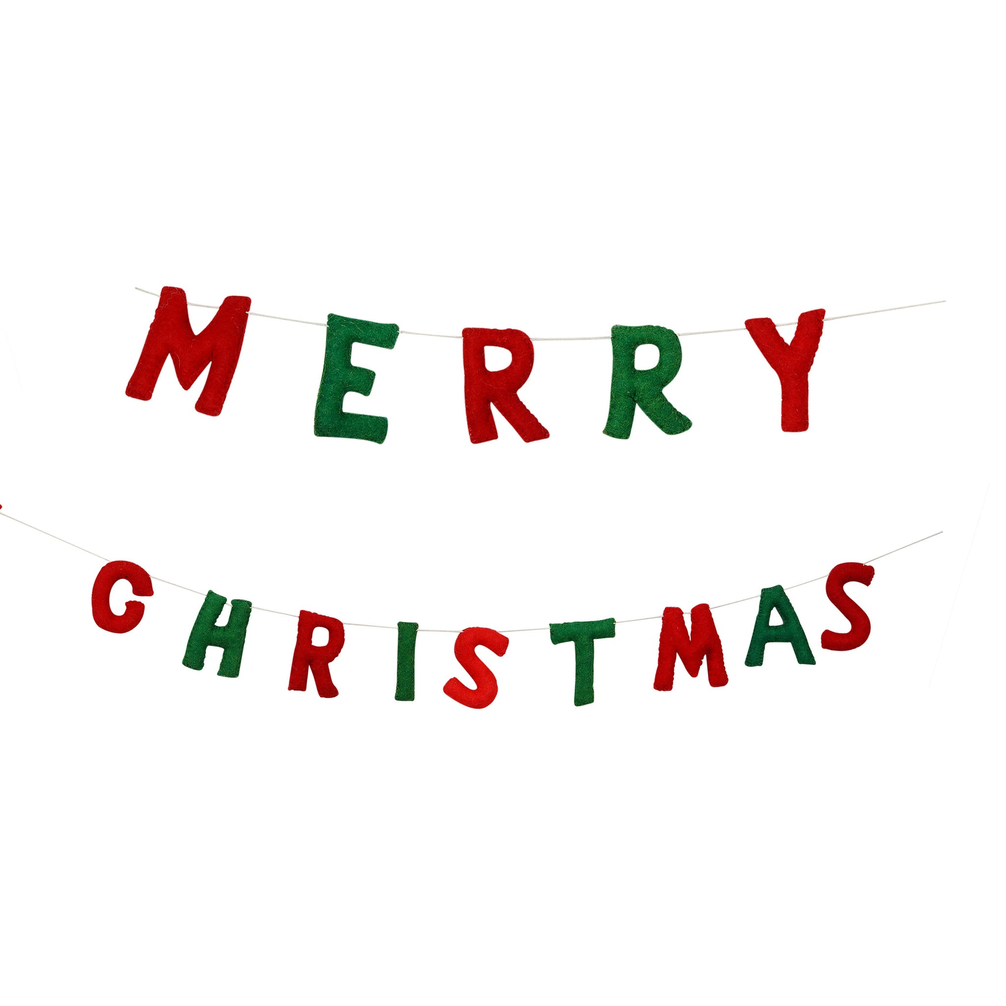 Wool Felt Merry Christmas Garland: Holiday Home Decor, 5 Feet