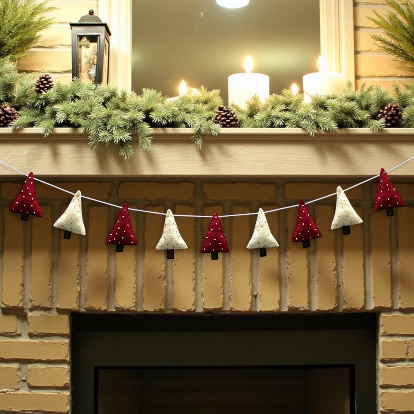 Handmade Felt Christmas Tree Garland: Holiday Mantel Decor