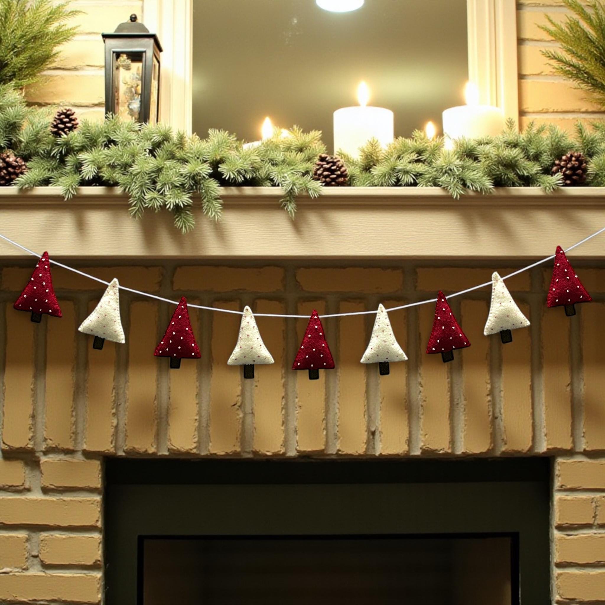 Handmade Felt Christmas Tree Garland: Holiday Mantel Decor