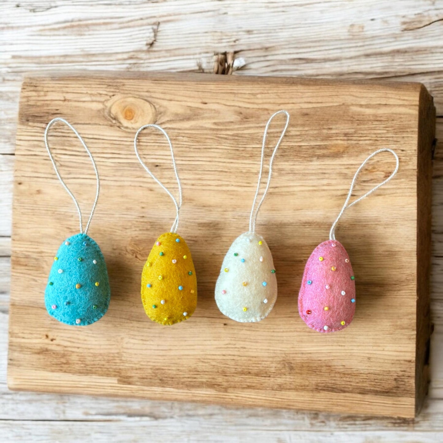Wool Felt Easter Eggs: Pastel Color Hanging Ornaments/Bowl Fillers For Easter Baskets