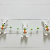 Wool Felt Easter Rabbit With Carrots Garland – Easter Decoration, Easter Bunting, Spring Wall Hanging, Easter Gift