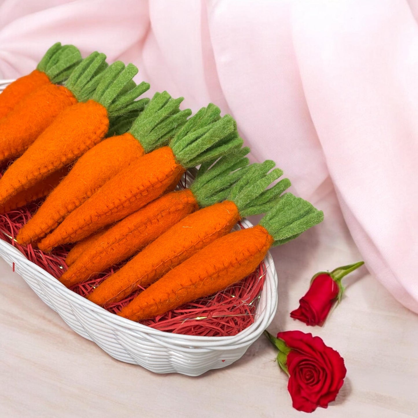 Handmade Wool Felt Carrots: Easter Bowl Fillers & Garland Decor