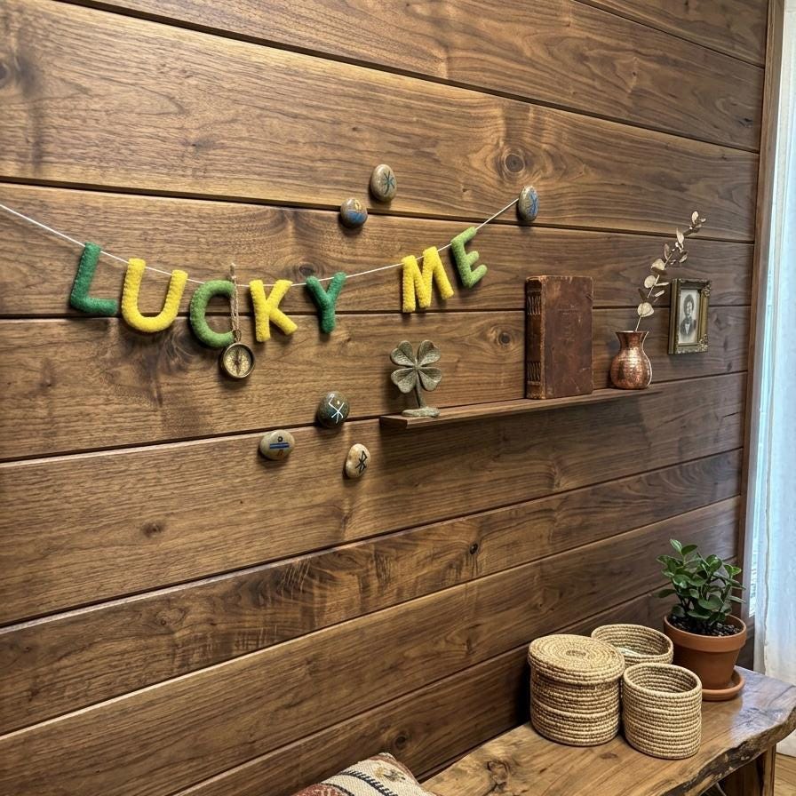 Lucky Me Felt Garland – St Patrick’s Day Irish Holiday Banner – Festive Decor