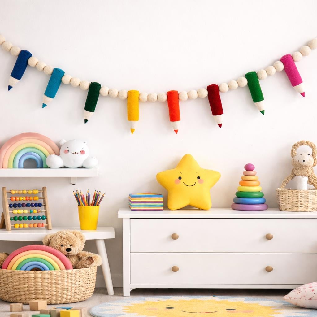 Pencil Felt Garland, Classroom Decor, Back to School Garland, Teacher Classroom Decoration, School Bulletin Board Decor, Kids Room Banner