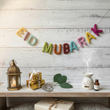 Eid Mubarak Garland | Wool Felt Handmade Islamic Home Decor | Eid Party Decoration | Thoughtful Gift for Family & Friends