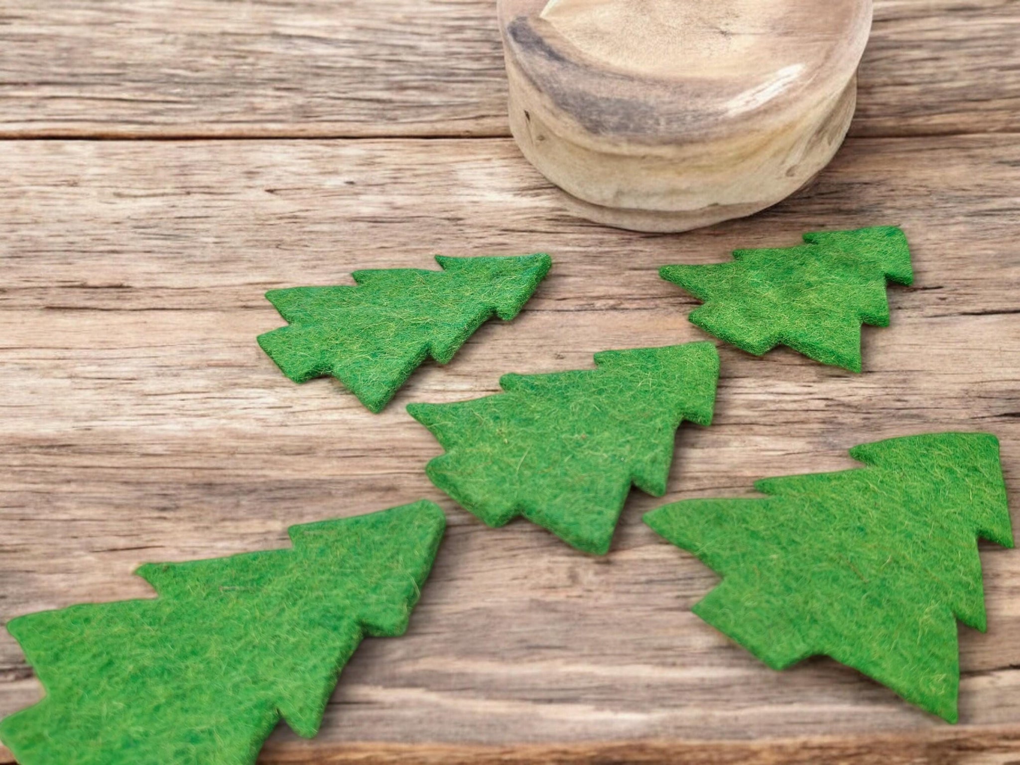Handmade Wool Felt Christmas Tree Die Cuts: DIY Garland Ornaments, Pack of 5
