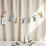 Handmade Wool Felt Bunny Rabbit Garland – Easter Spring Decor for Door, Wall & Mantle – Pastel Easter Bunny Banner – Nursery Easter Gift