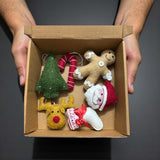 Felt Christmas Ornaments Set – Santa, Gingerbread, Stocking, Reindeer & Candy Cane – Holiday Decor or Bowl Fillers, Best Christmas Gift