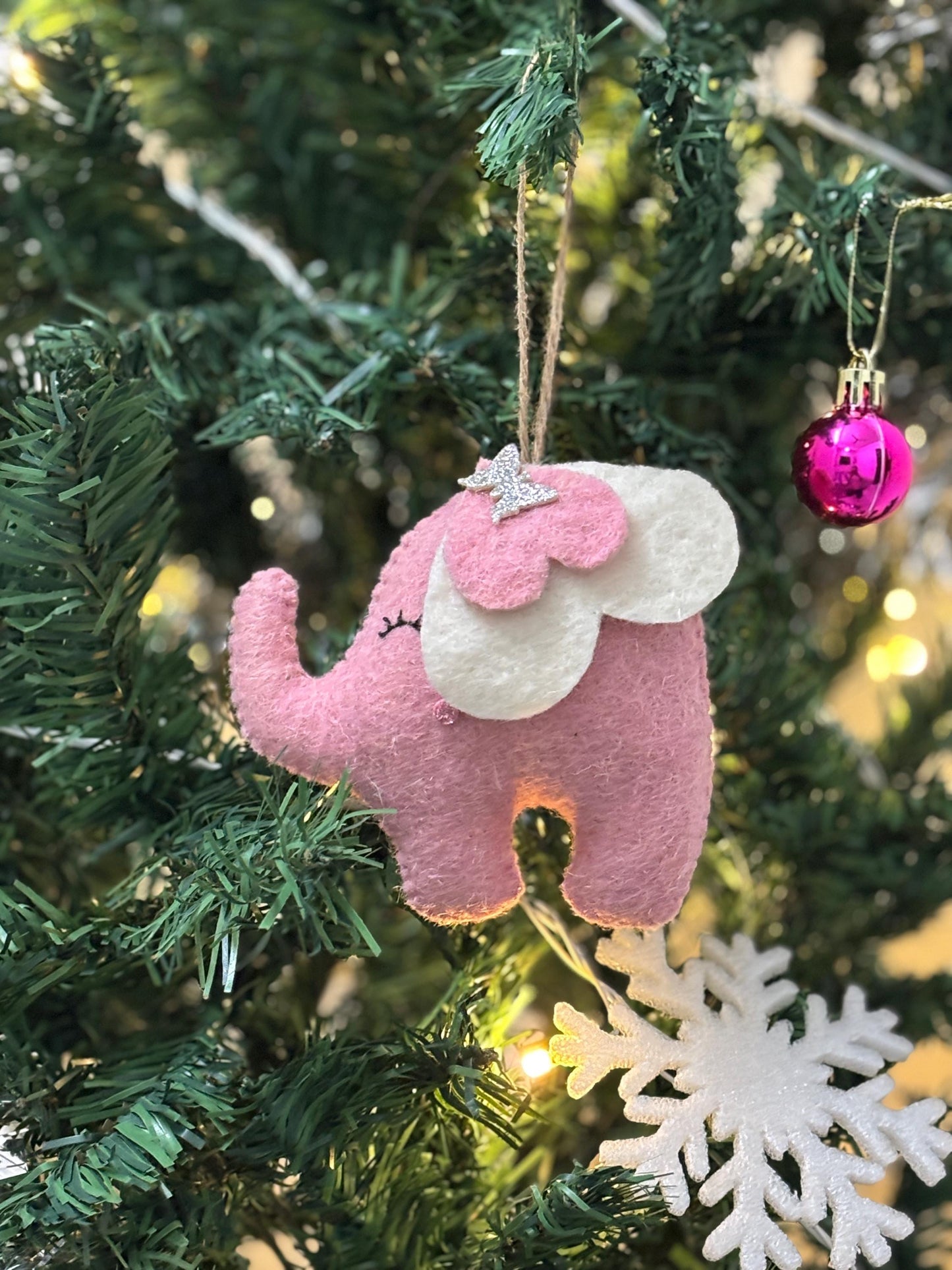 Baby’s First Christmas Ornament Felt Elephant | Handmade Keepsake Gift for New Baby